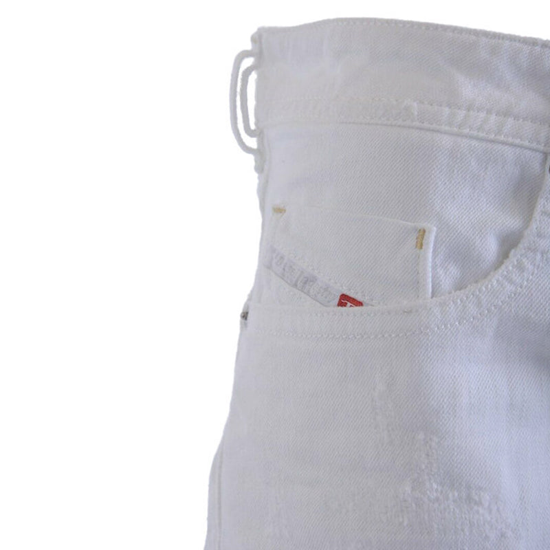 DIESEL BUSTSHORT 0689H Mens Shorts Denim Jeans Distressed Summer Beachwear White