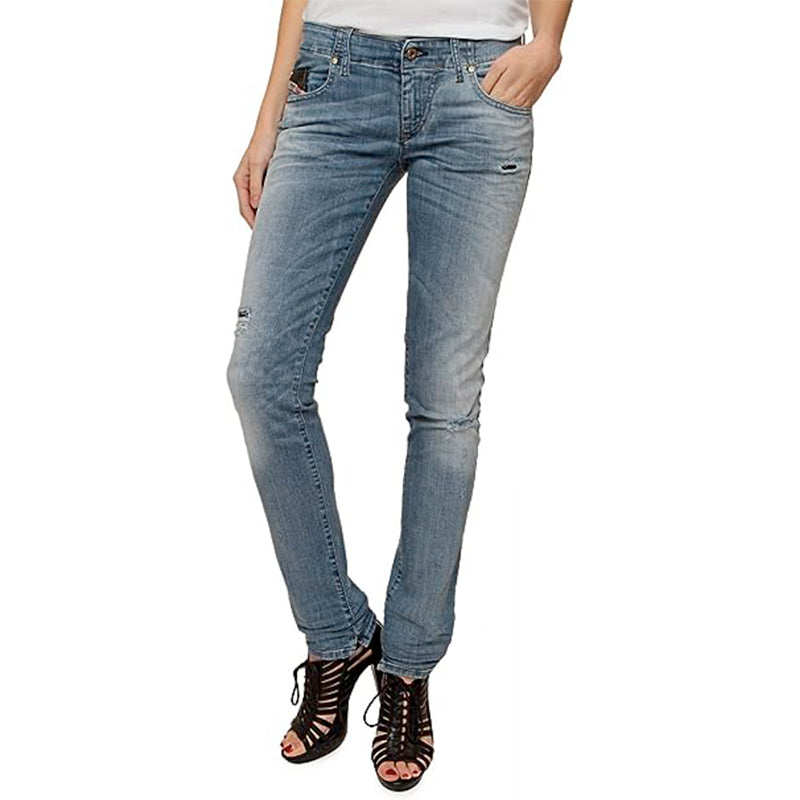 DIESEL GRUPEE 0609N Womens Denim Jeans Regular Slim Fit Stretchy Blue Pants W29