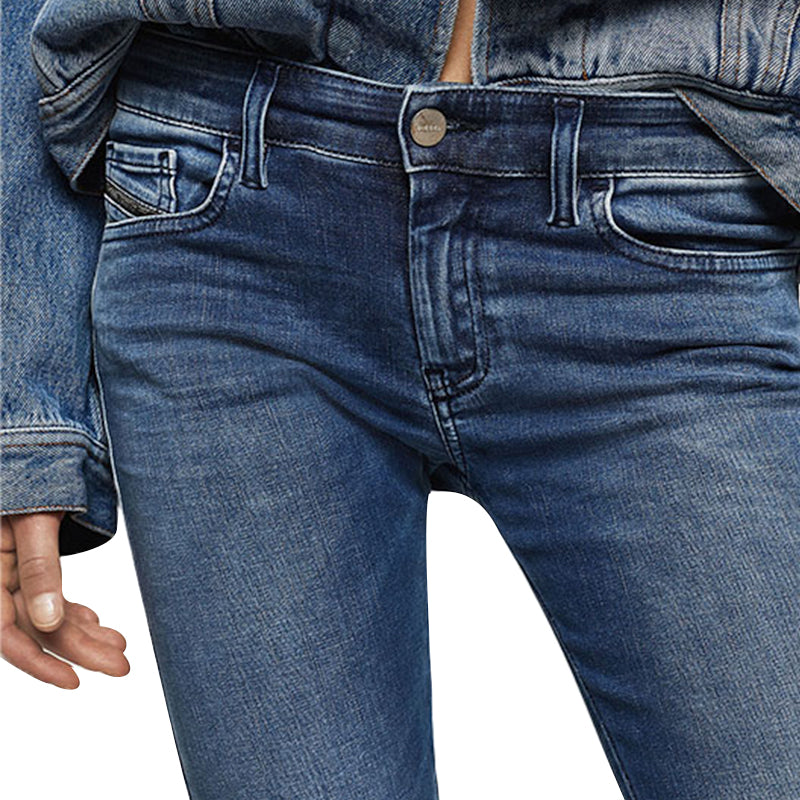 DIESEL SLANDY 084NM Womens Jeans Regular Slim Fit Stretchy Denim Blue Pants W29