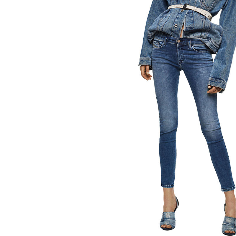 DIESEL SLANDY 084NM Womens Jeans Regular Slim Fit Stretchy Denim Blue Pants W29