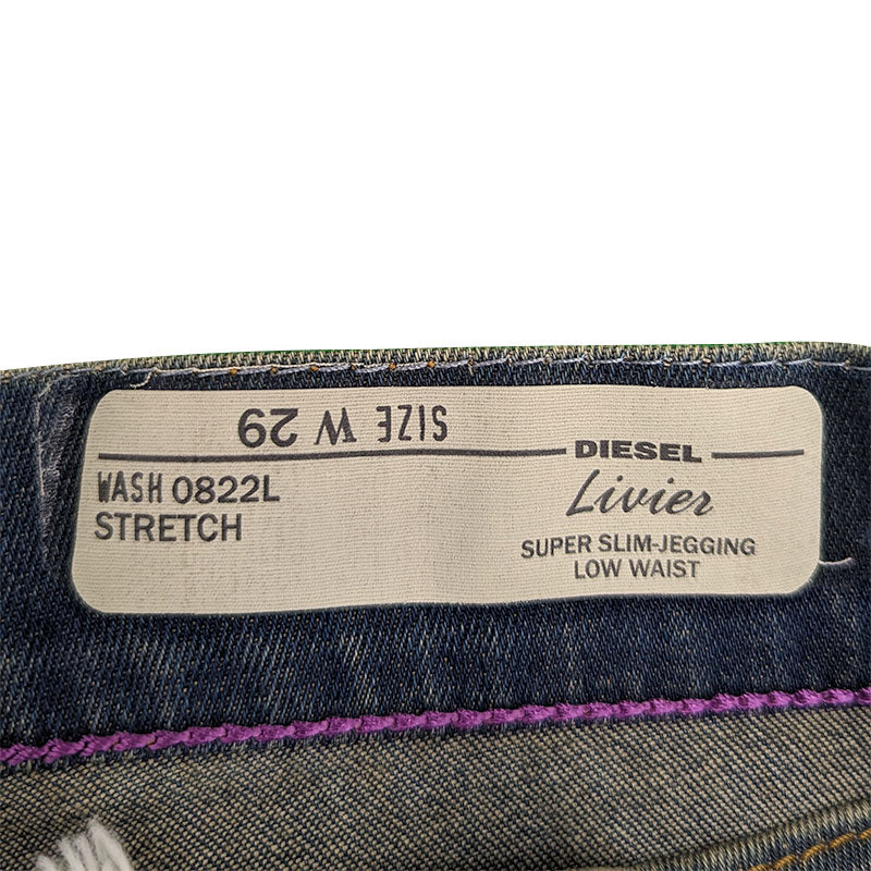 DIESEL Livier 0822L Womens Denim Jeans Tapered Leg Stretch Slim Fit Casual Pants