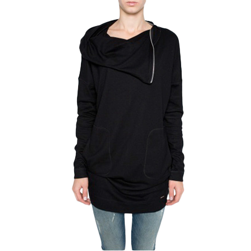 DIESEL D HAVAN ABITO Womens Boat Neck Top Long Sleeve Winter Black Long T-Shirts