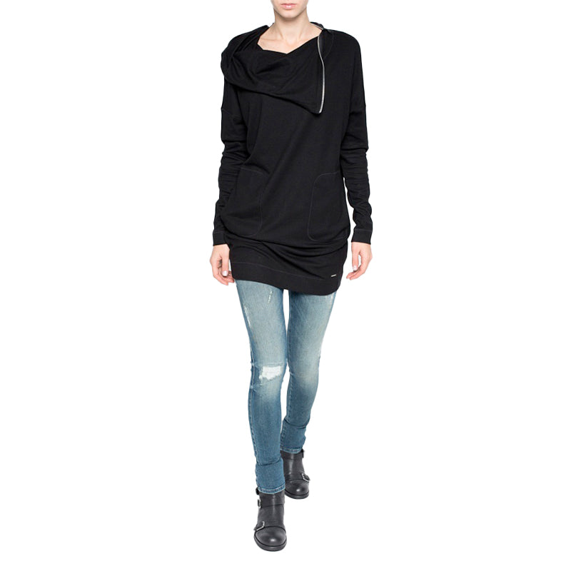 DIESEL D HAVAN ABITO Womens Boat Neck Top Long Sleeve Winter Black Long T-Shirts