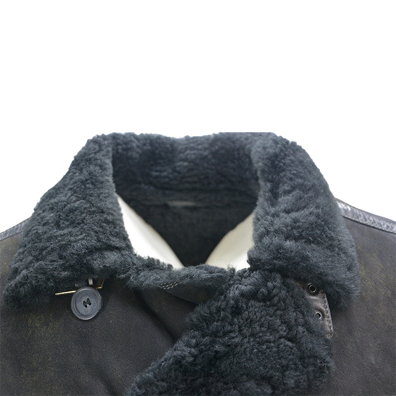 DIESEL Mens Fur Leather Jackets Fleece Sherpa Lined Collared Warm Winter Outwear