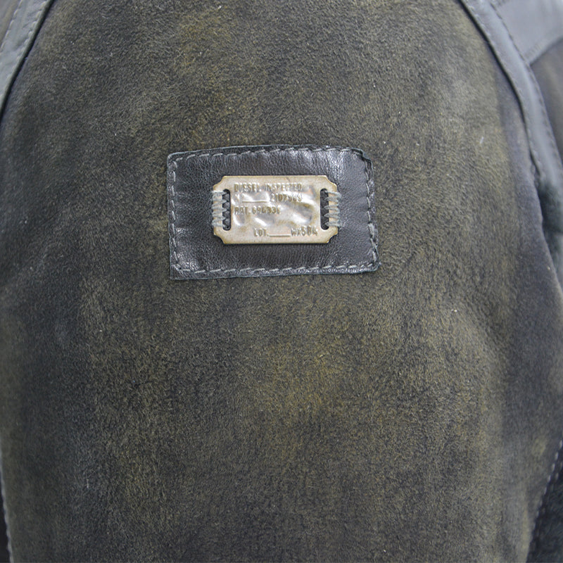 DIESEL Mens Fur Leather Jackets Fleece Sherpa Lined Collared Warm Winter Outwear