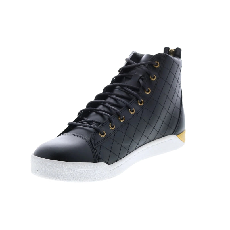 DIESEL TEMPUS DIAMOND Mens Sneakers Black Leather Lace up High Neck Trainers NEW