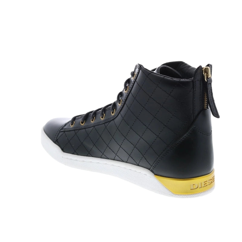 DIESEL TEMPUS DIAMOND Mens Sneakers Black Leather Lace up High Neck Trainers NEW