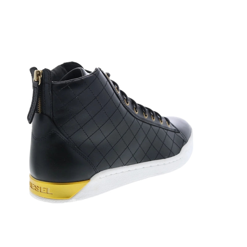 DIESEL TEMPUS DIAMOND Mens Sneakers Black Leather Lace up High Neck Trainers NEW