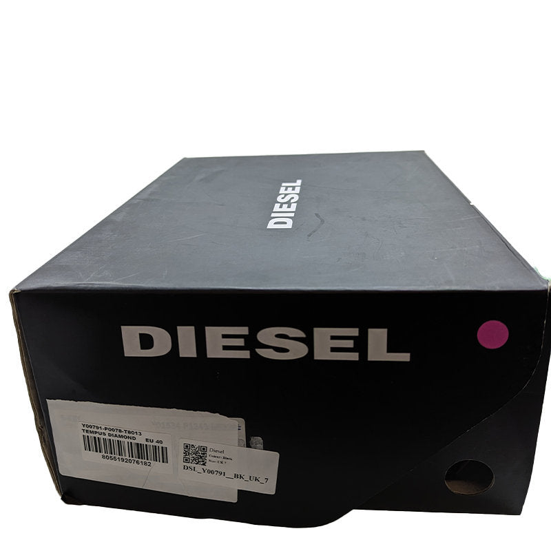 DIESEL TEMPUS DIAMOND Mens Sneakers Black Leather Lace up High Neck Trainers NEW