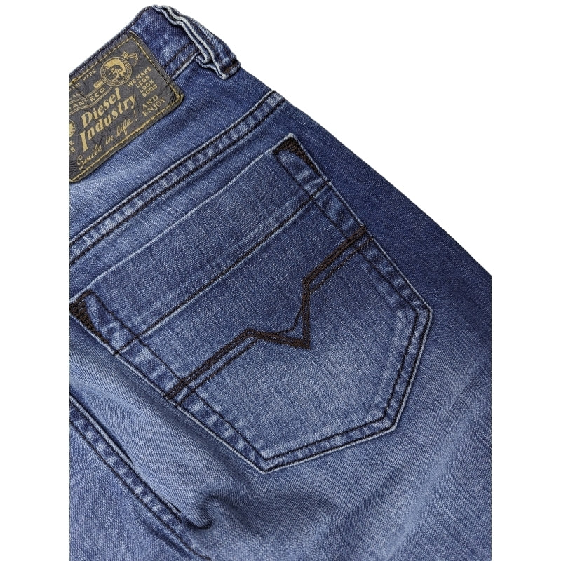 DIESEL SAFADO R1T88 Mens Denim Jeans Regular Slim Fit Straight Casual Blue Pants