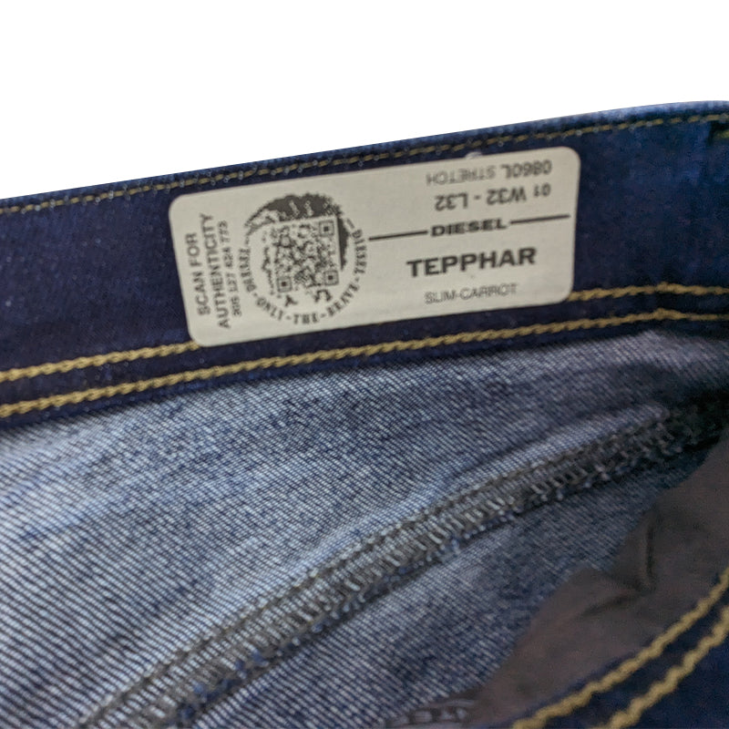 DIESEL TEPPHAR 0860L Mens Denim Jeans Cotton Slim Fit Carrot Leg Stretch Pants