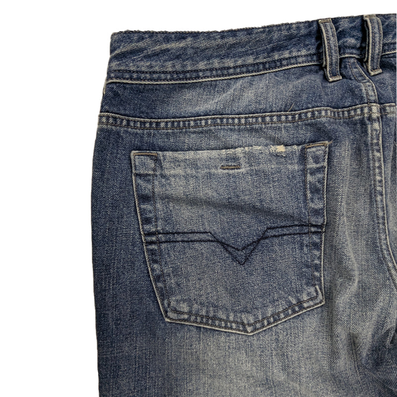 DIESEL ZATHAN 0RZ49 Mens Denim Jeans Regular Fit Bootcut Leg Blue Casual Pants