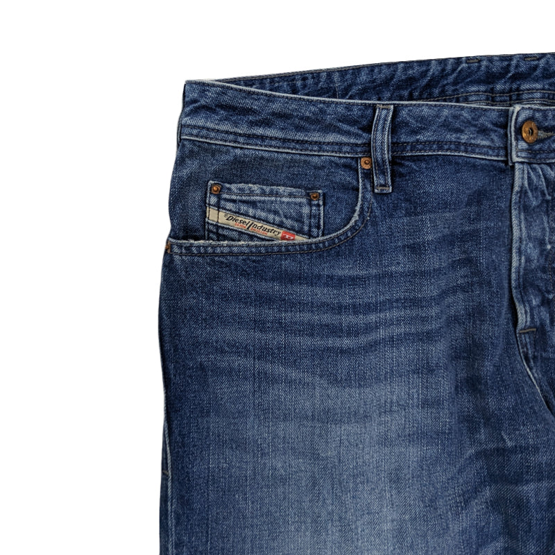 DIESEL ZATHAN 0RZ49 Mens Denim Jeans Regular Fit Bootcut Leg Blue Casual Pants