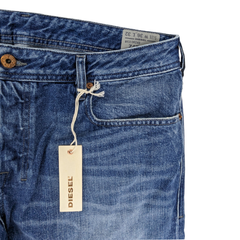 DIESEL ZATHAN 0RZ49 Mens Denim Jeans Regular Fit Bootcut Leg Blue Casual Pants