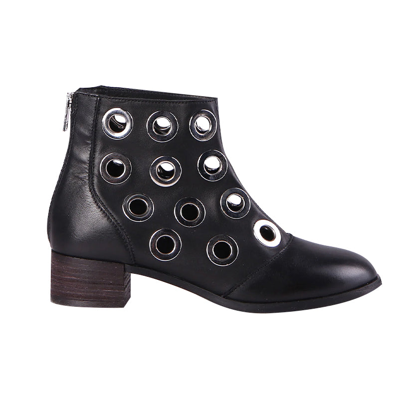 DIESEL D YELETTA Womens Ankle Boots Black Leather High Neck Casual Chester Shoes