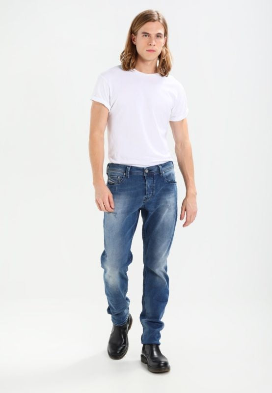 DIESEL LARKEE BEEX 084NV Mens Denim Jeans Stretch Regular Fit Tapered Leg Pants