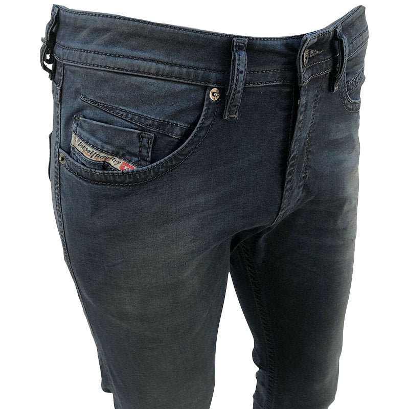 DIESEL AKEE 0681H Mens Denim Jeans Regular Slim Tapered Stretch Dark Blue Pants