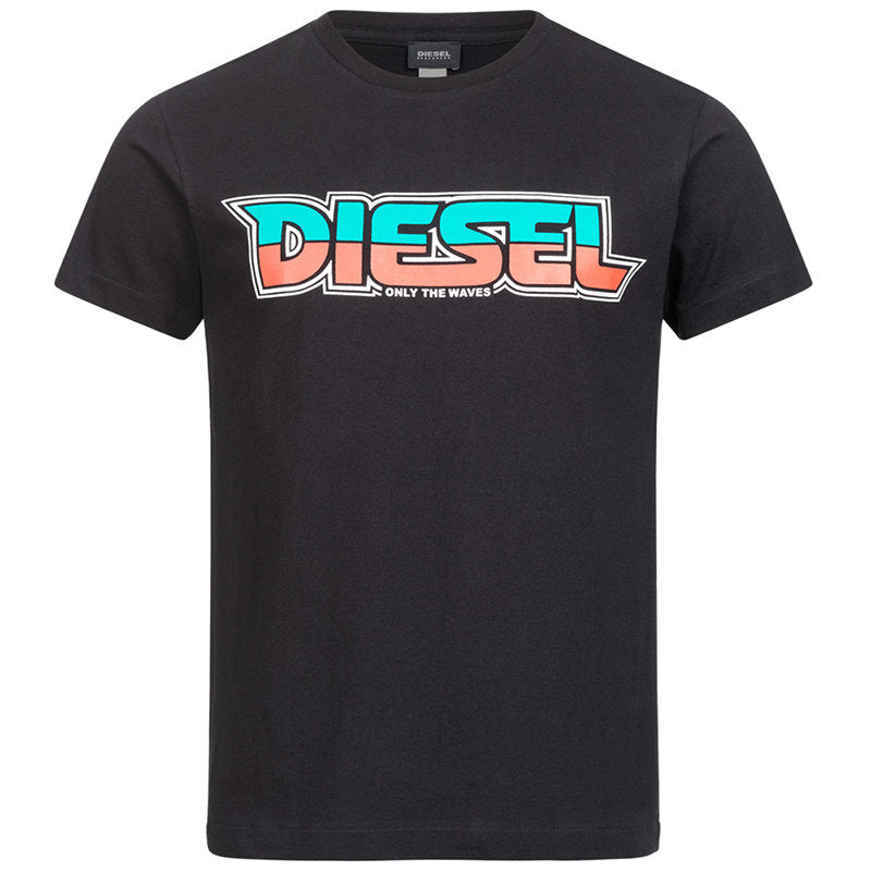 DIESEL BMOWT JUST B Mens T Shirt Crew Neck Short Sleeves Casual Summer Black Tee