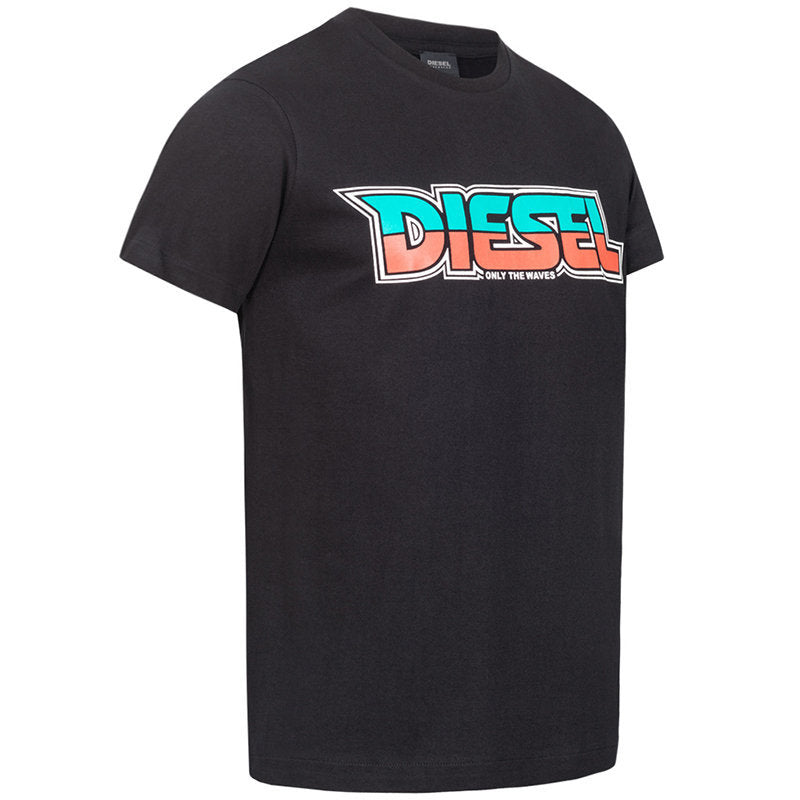 DIESEL BMOWT JUST B Mens T Shirt Crew Neck Short Sleeves Casual Summer Black Tee