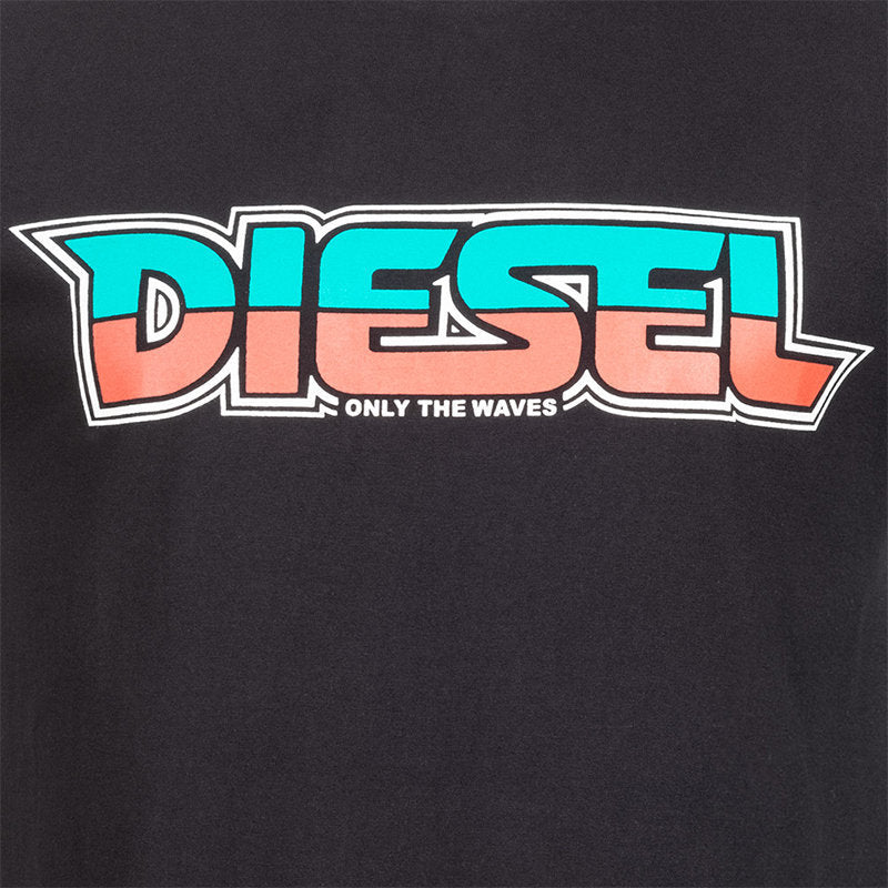 DIESEL BMOWT JUST B Mens T Shirt Crew Neck Short Sleeves Casual Summer Black Tee