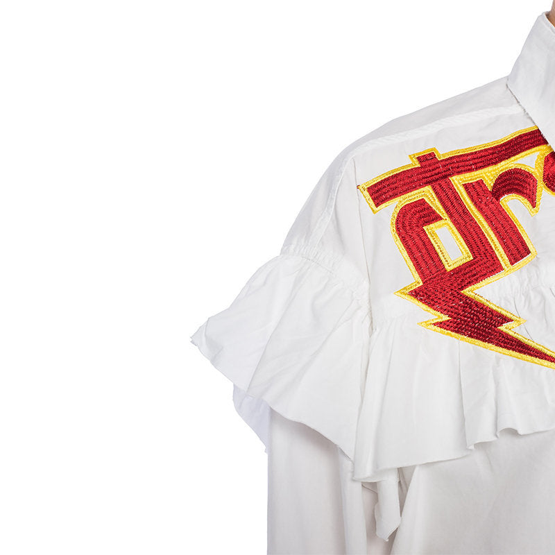 DIESEL C BUL 0BAST Womens Oversize Shirt White Embroidered Ladies Long Cotton