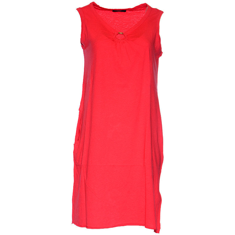 DIESEL D ISBEL Womens Dress Oversized Plain Sleeveless Summer Party Wear Red Top