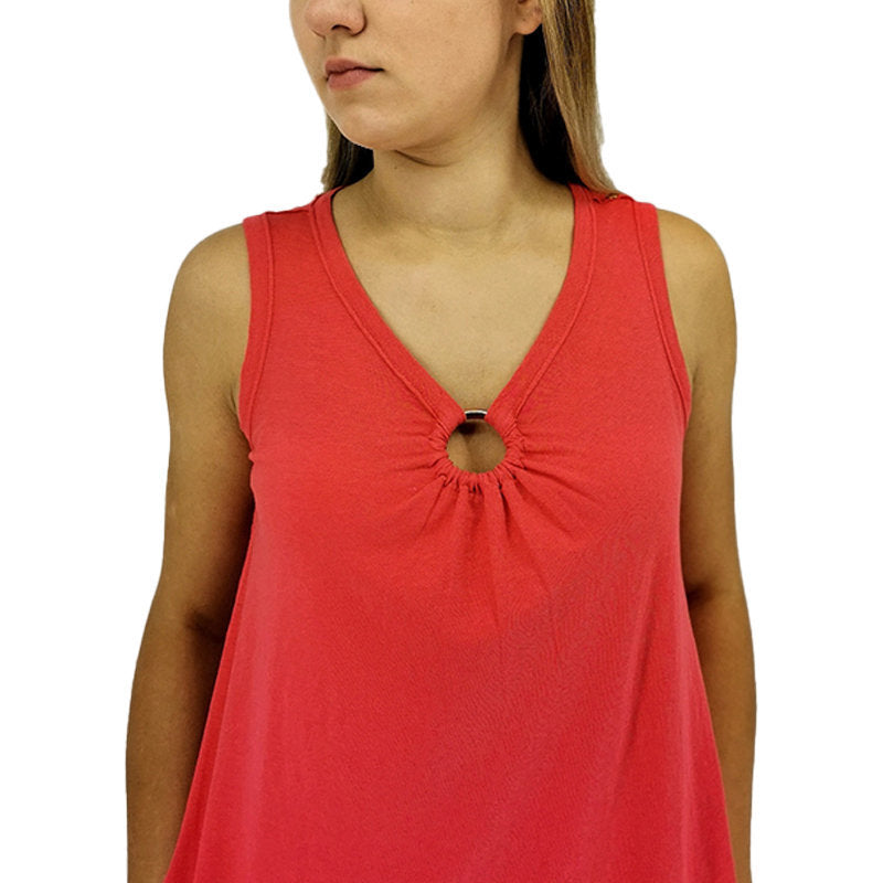DIESEL D ISBEL Womens Dress Oversized Plain Sleeveless Summer Party Wear Red Top