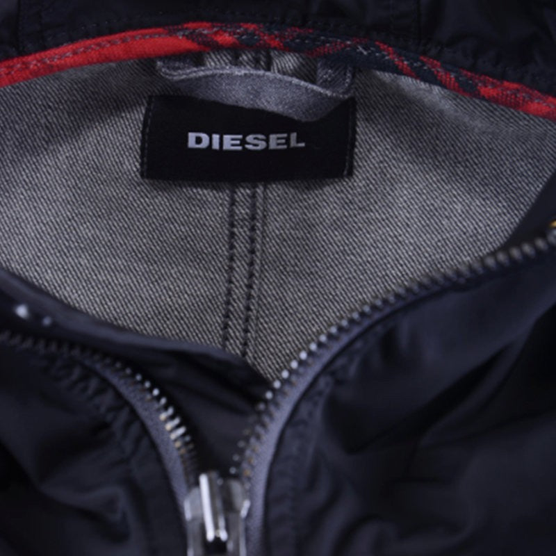 DIESEL D KIMY Mens Denim Jeans Jacket Hooded Grey Flip Pockets Long Outwear Coat