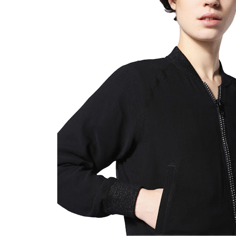 DIESEL DE BRUCE L Womens Bomber Jacket Quilted Varsity Jacket Winter Black Coat