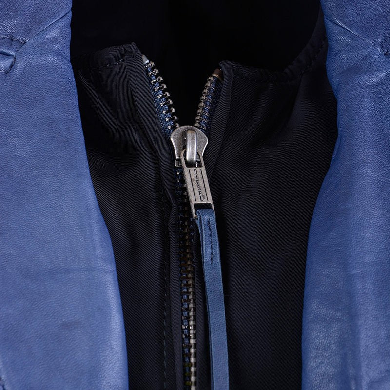 DIESEL G-ELEA Womens Biker Jacket Genuine Leather Cafe Racer Sleeveless Coat