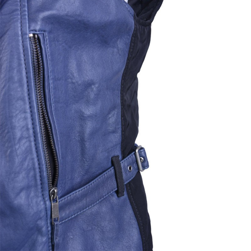 DIESEL G-ELEA Womens Biker Jacket Genuine Leather Cafe Racer Sleeveless Coat