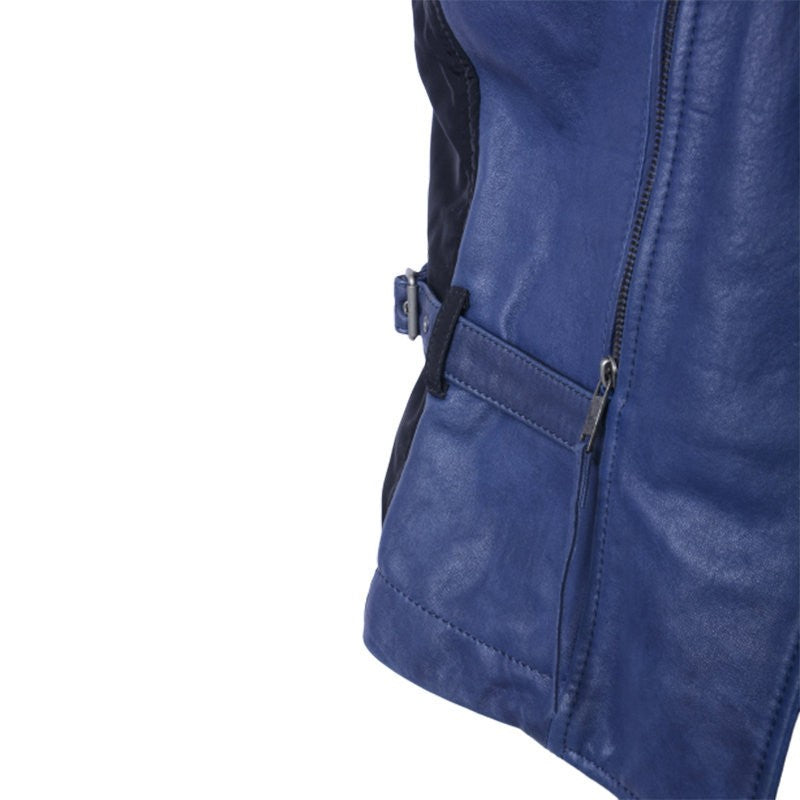 DIESEL G-ELEA Womens Biker Jacket Genuine Leather Cafe Racer Sleeveless Coat