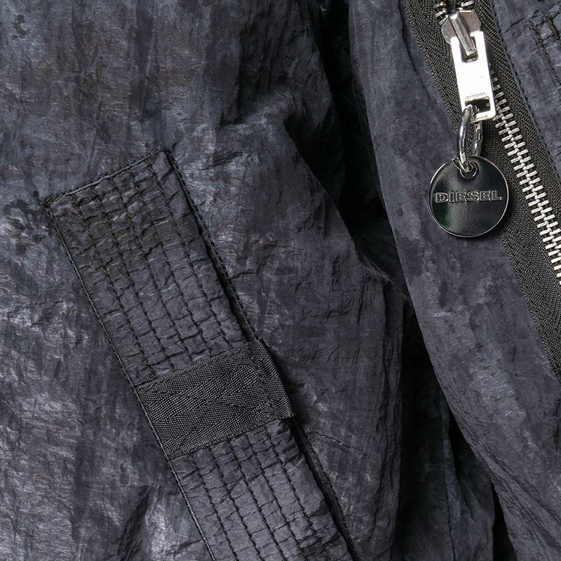 DIESEL J SOULY TYE Mens Bomber Jacket Ribbed Cuffs Casual Varsity Jackets Black