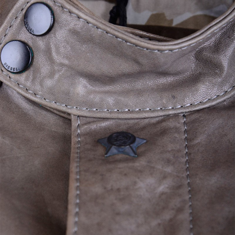 DIESEL L LAMBRUS Womens Biker Jacket Leather Slim Fit Coat Outwear Ladies Tops