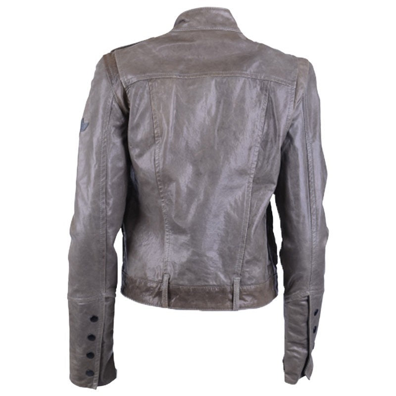 DIESEL L LAMBRUS Womens Biker Jacket Leather Slim Fit Coat Outwear Ladies Tops