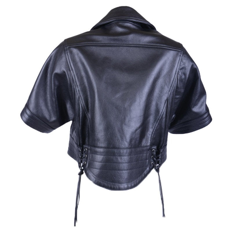 DIESEL LYCOCO Womens Biker Jacket Genuine Leather Long Sleeve Cafe Racer Coat