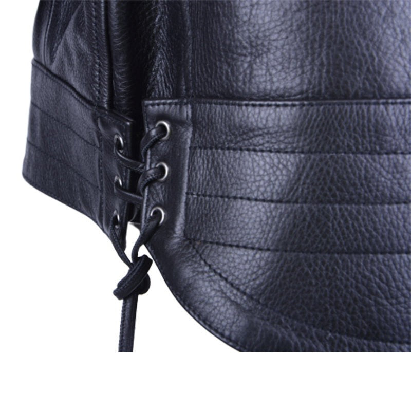 DIESEL LYCOCO Womens Biker Jacket Genuine Leather Long Sleeve Cafe Racer Coat