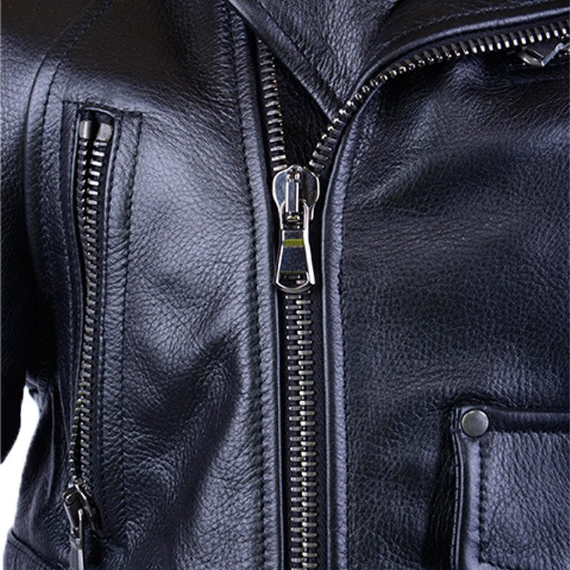 DIESEL LYCOCO Womens Biker Jacket Genuine Leather Long Sleeve Cafe Racer Coat