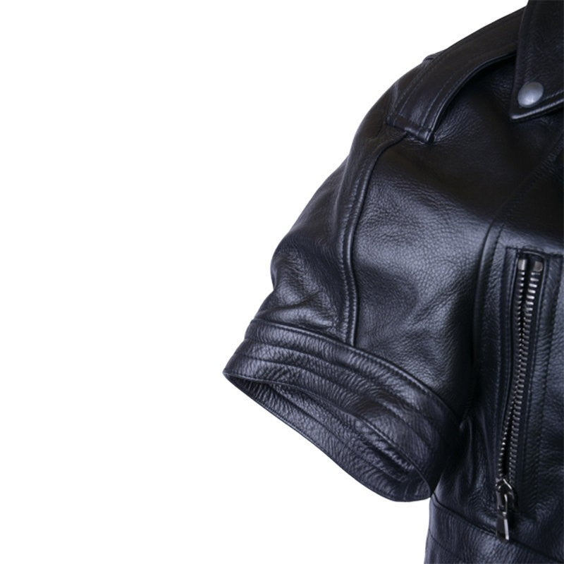 DIESEL LYCOCO Womens Biker Jacket Genuine Leather Long Sleeve Cafe Racer Coat