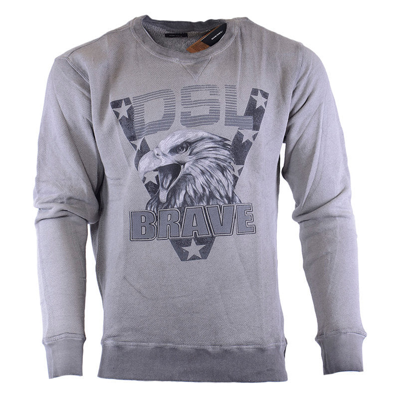 DIESEL S JOE AD Mens Sweatshirt Crew Neck Casual Jumper Pullover Grey Cardigan
