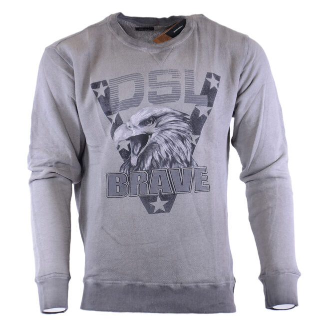 DIESEL S JOE AD Mens Sweatshirt Crew Neck Casual Jumper Pullover Grey Cardigan