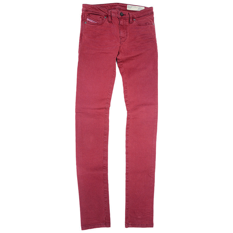 DIESEL SKINZEE C84BZ Womens Denim Jeans Super Slim Trousers Casual Maroon Pant