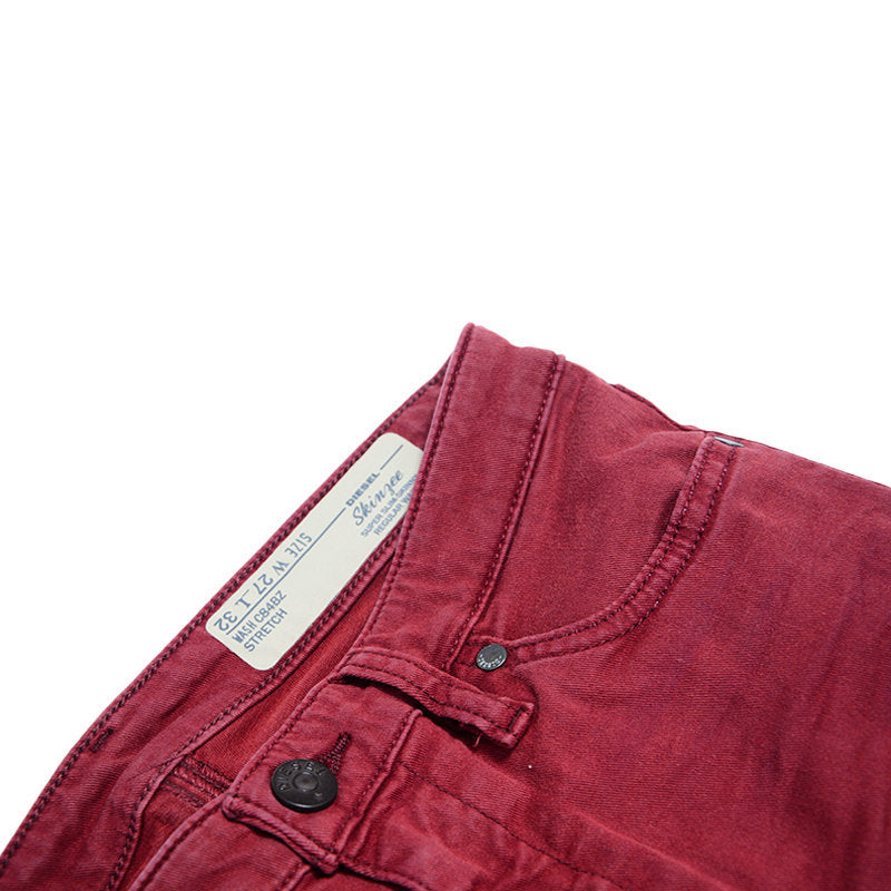 DIESEL SKINZEE C84BZ Womens Denim Jeans Super Slim Trousers Casual Maroon Pant