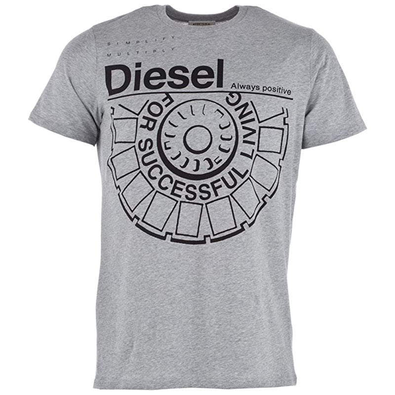 DIESEL T BALLOCK R 0R91B Mens T-Shirt Grey Short Sleeve Cotton Casual Crew Neck