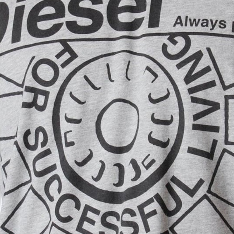 DIESEL T BALLOCK R 0R91B Mens T-Shirt Grey Short Sleeve Cotton Casual Crew Neck