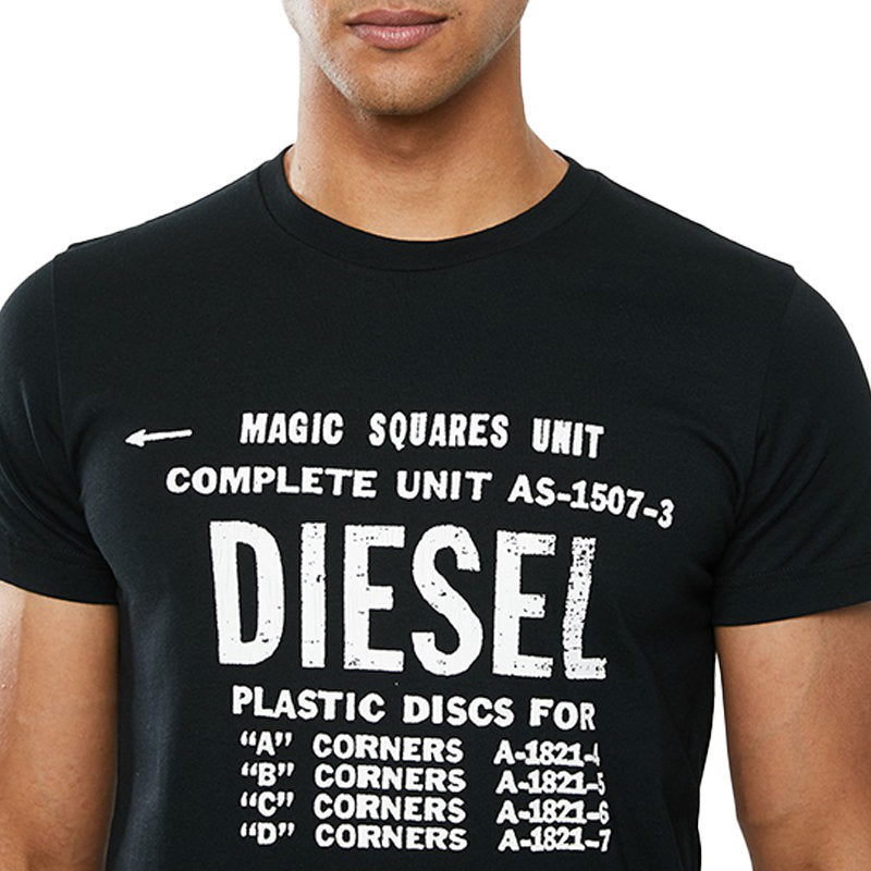 DIESEL T DIEGO B6 Mens T-Shirt Crew Neck Short Sleeve Casual Cotton Black Tee