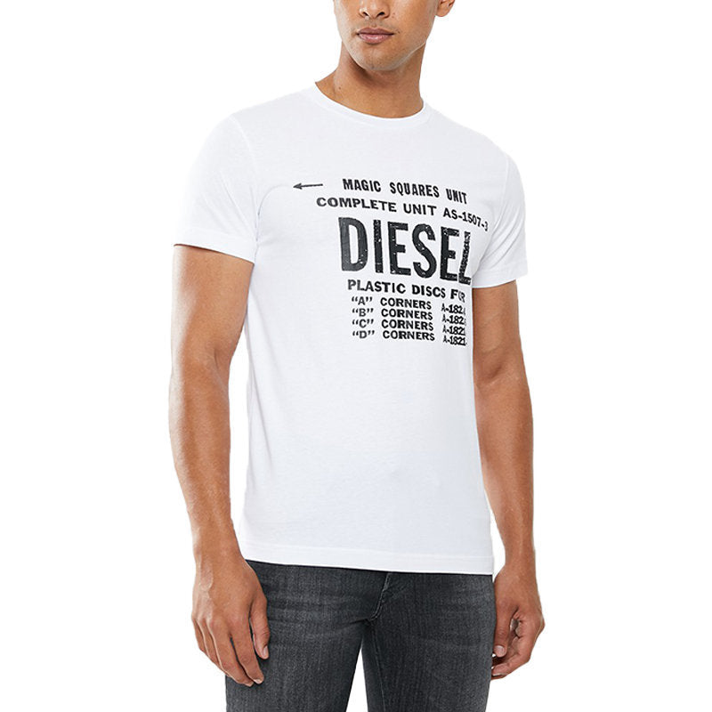 DIESEL T DIEGO B6 Mens T Shirt Crew Neck Short Sleeve Casual Cotton Tee White