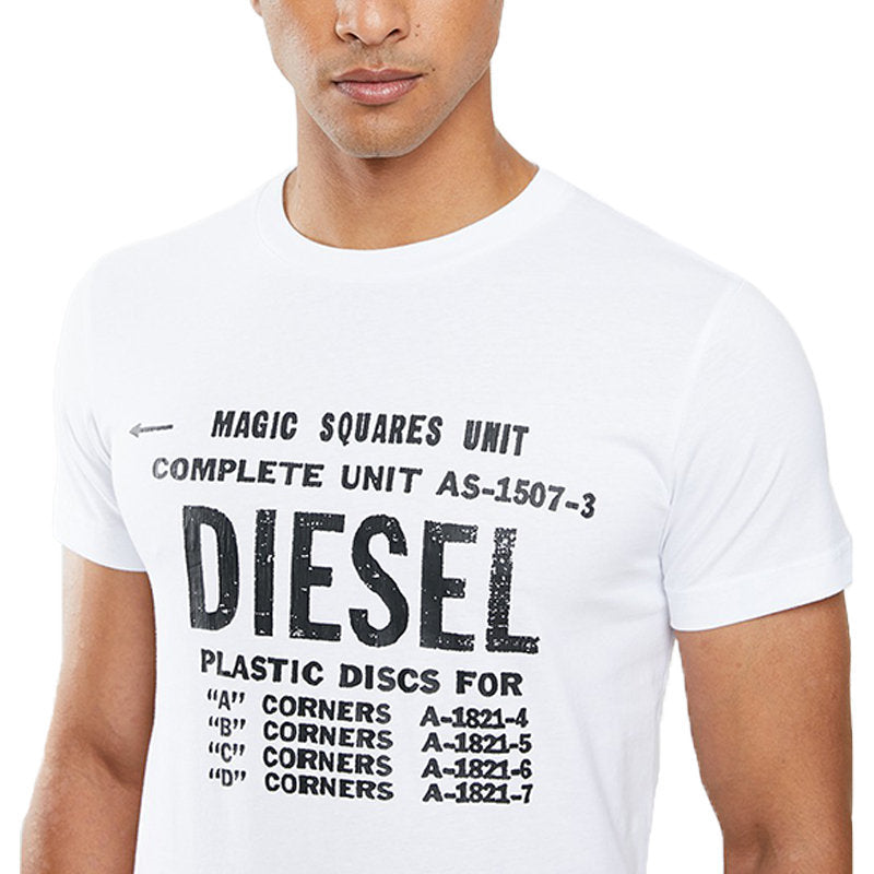 DIESEL T DIEGO B6 Mens T Shirt Crew Neck Short Sleeve Casual Cotton Tee White