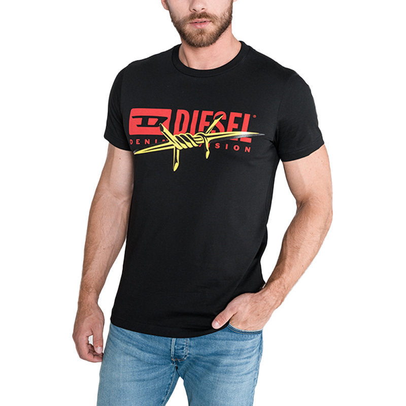 DIESEL T DIEGO BX2 Mens T-Shirt Crew Neck Short Sleeve Casual Black Cotton Tee