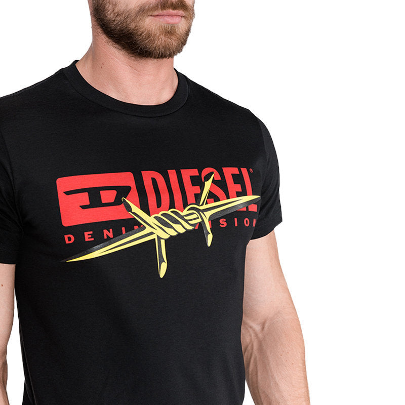 DIESEL T DIEGO BX2 Mens T-Shirt Crew Neck Short Sleeve Casual Black Cotton Tee